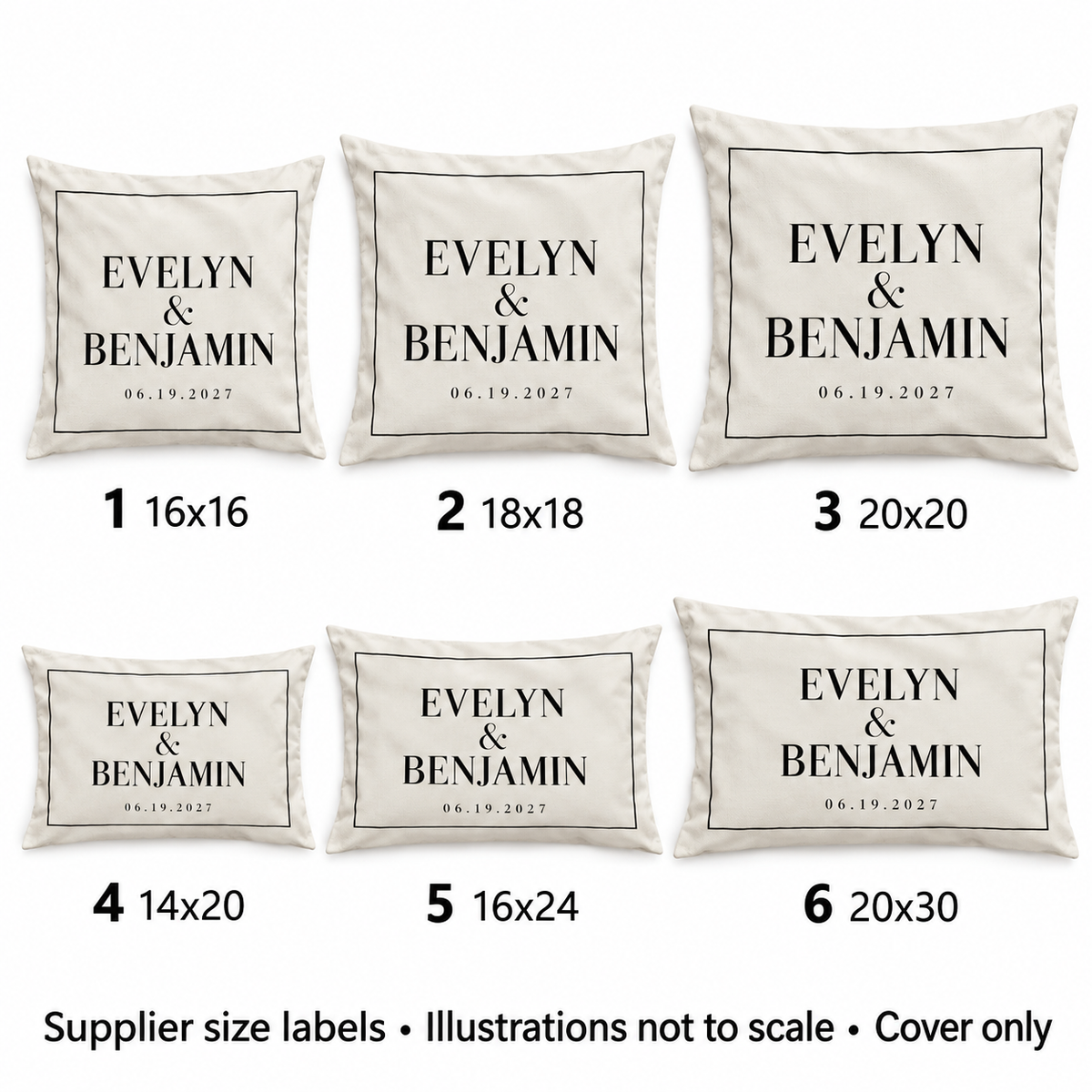 Ivory Editorial personalized wedding pillow cover - sizes