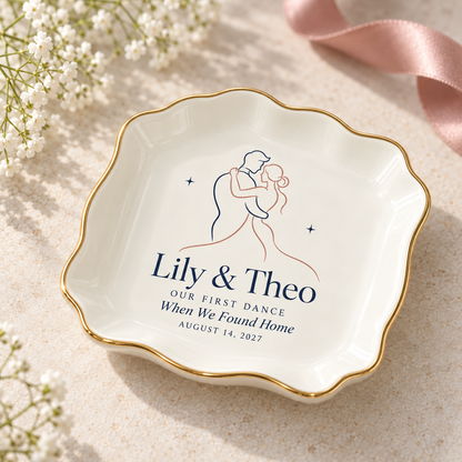 Our First Dance | Personalized Ceramic Ring Dish - three quarter