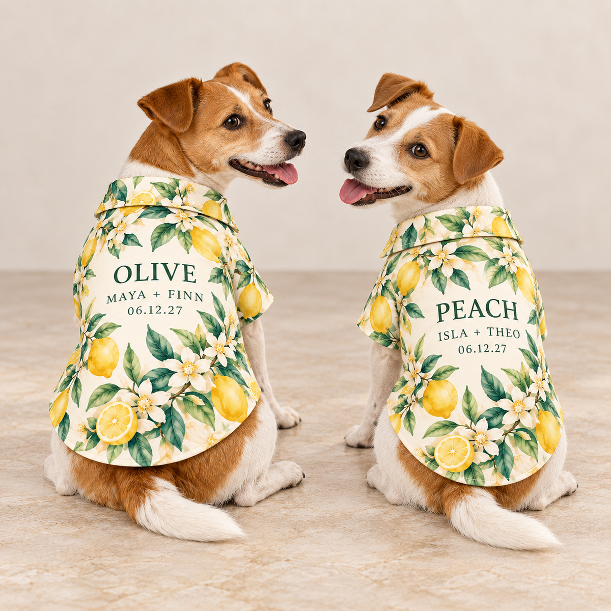 Citrus Welcome Party Pet Hawaiian Shirt; alternate personalization. One Day for Lifetime