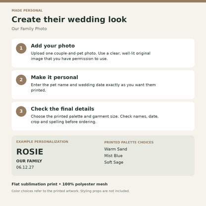 Our Family Photo Pet Jersey; personalization guide. One Day for Lifetime