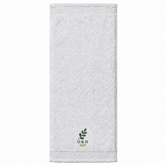Eucalyptus Vows personalized embroidered bath towel - hero