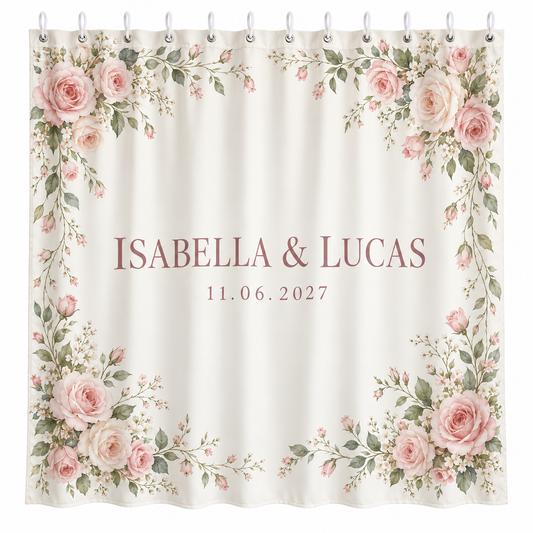 Blush Rose Garden personalized shower curtain - isolated