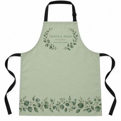 Sage Eucalyptus personalized wedding apron - hero