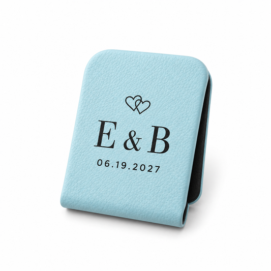 Joined Hearts personalized faux leather bookmark - hero