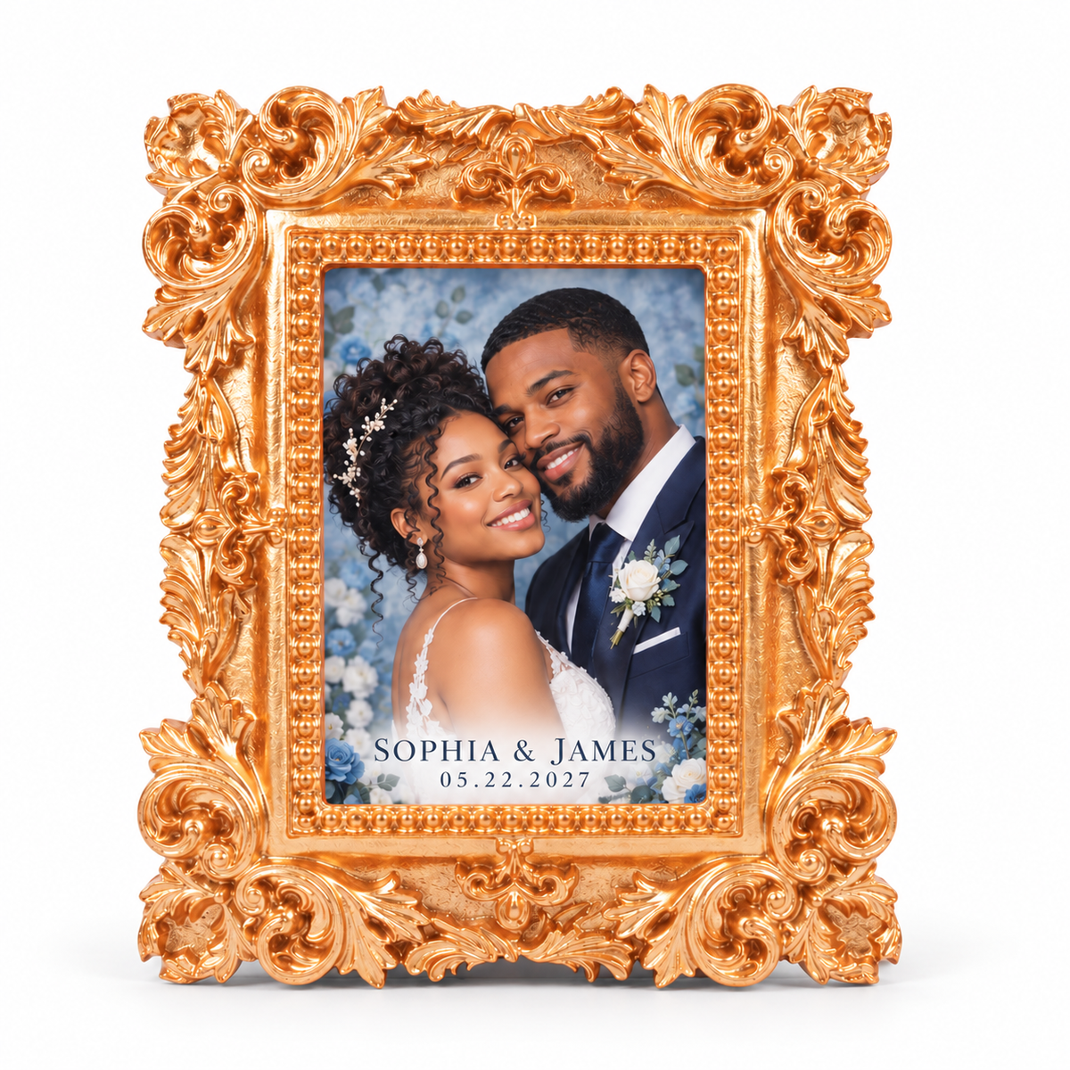 Dusty Blue Rectangle vintage photo frame magnet - hero