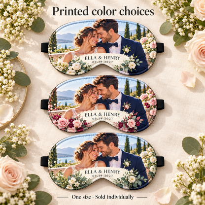 Wedding Photo Memory Sleep Mask; color options. One Day for Lifetime