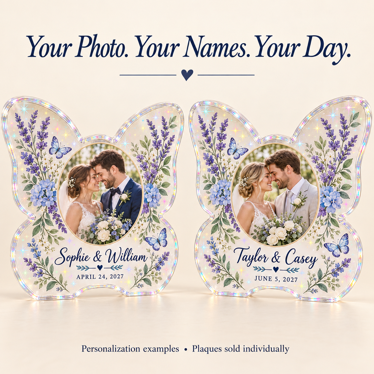 Butterfly Vows | Personalized Hologram Photo Plaque - personalization
