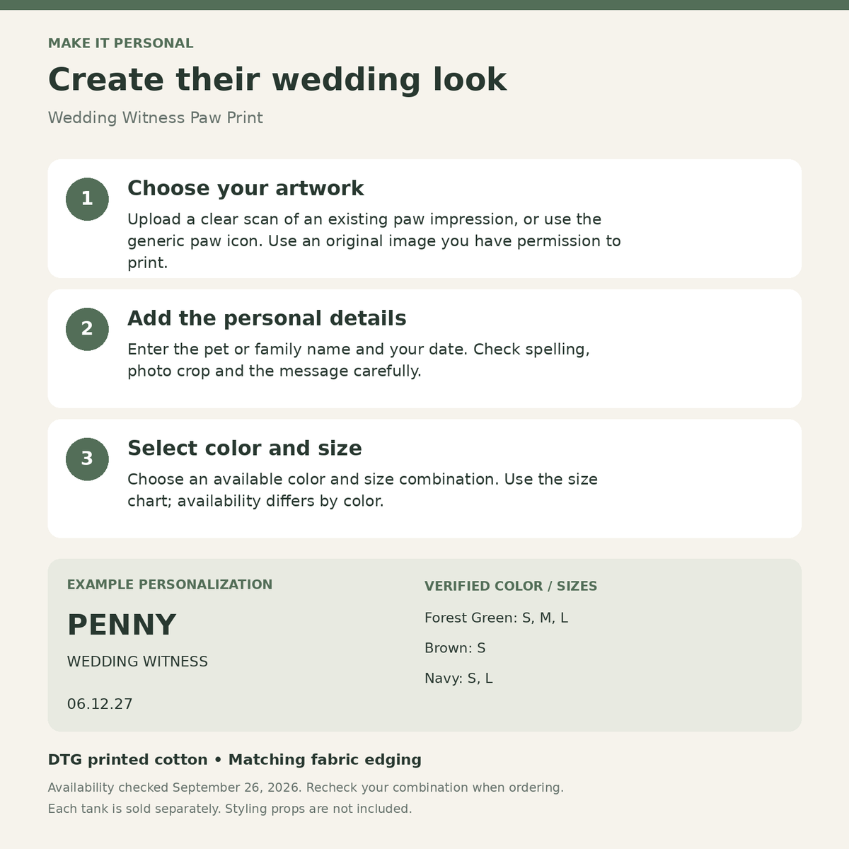 Wedding Witness Paw Pet Tank Top; personalization guide. One Day for Lifetime