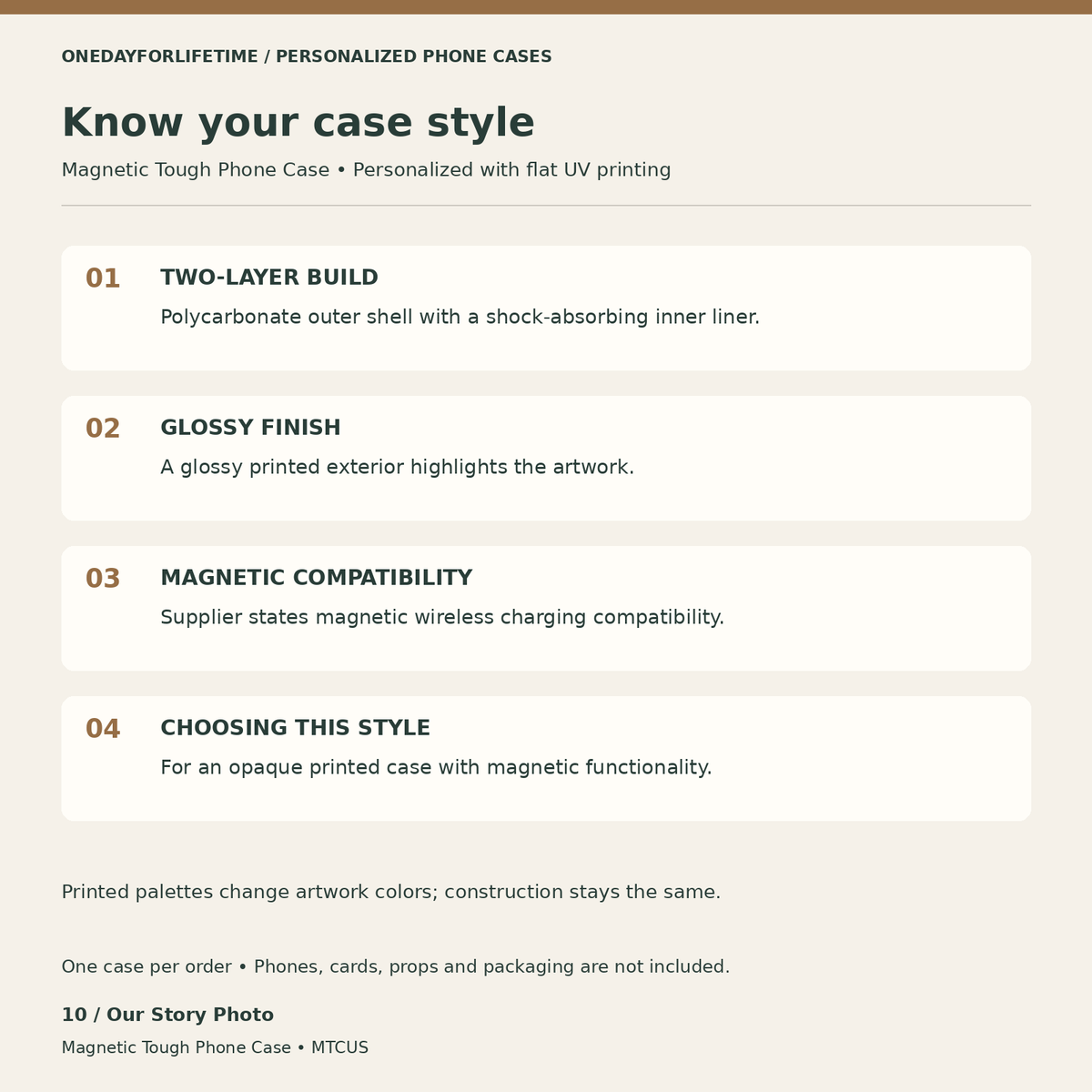 Our Story Photo Magnetic Tough Phone Case; case style guide. One Day for Lifetime