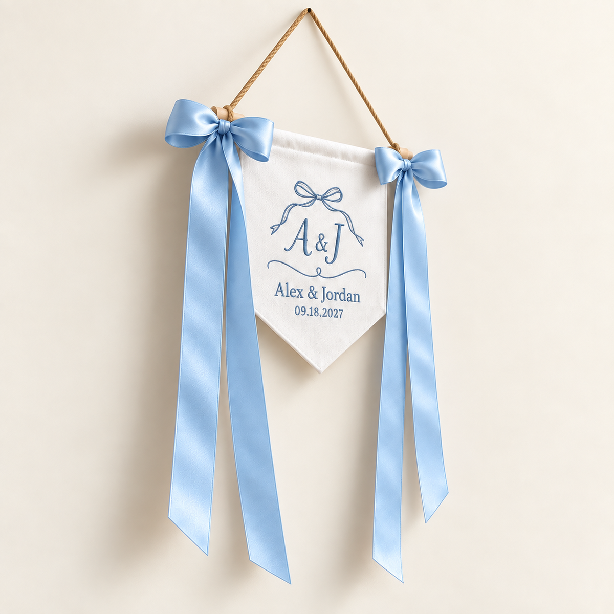 Ribbon Outline Embroidered Pennant Banner; right. One Day for Lifetime