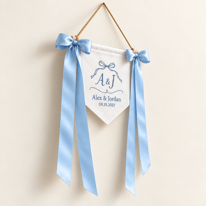 Ribbon Outline Embroidered Pennant Banner; right. One Day for Lifetime