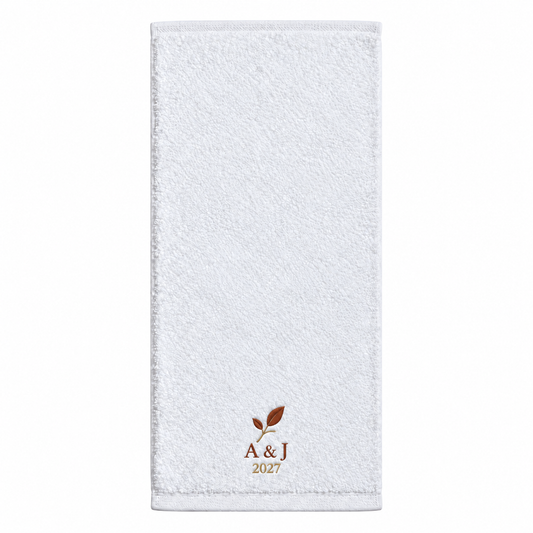 Two Leaves personalized embroidered bath towel - hero