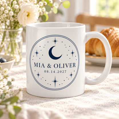 Navy Celestial personalized wedding ceramic mug - wedding breakfast