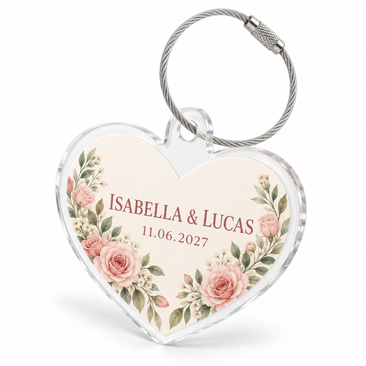 Blush Rose Heart personalized clear acrylic gift tag - hero