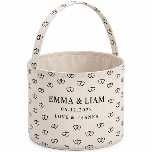 Linked Hearts personalized fabric gift basket - hero