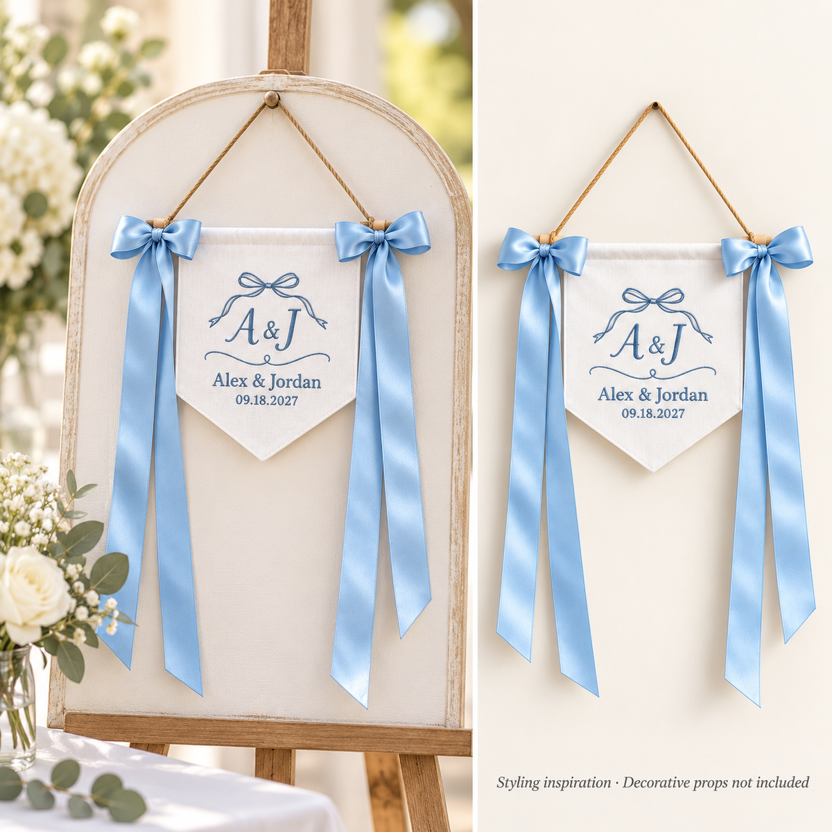 Ribbon Outline Embroidered Pennant Banner; context. One Day for Lifetime