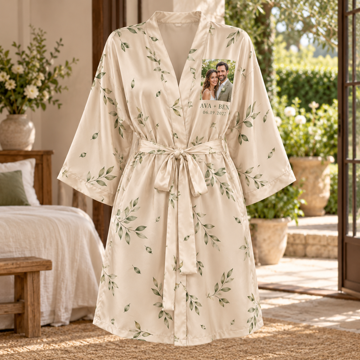 Our Portrait Personalized Satin Robe; hero. One Day for Lifetime