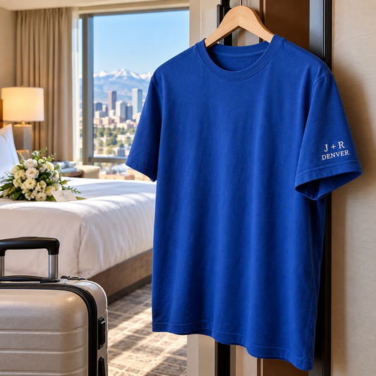 Honeymoon Sendoff Embroidered T-Shirt; hero. One Day for Lifetime