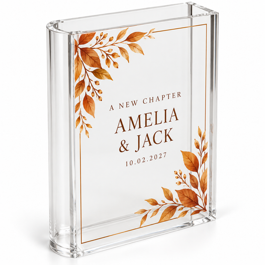 Autumn New Chapter personalized acrylic book vase - hero