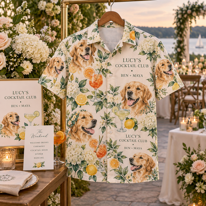 Pet Cocktail Hour Short Sleeve Button-Down Shirt; hero. One Day for Lifetime