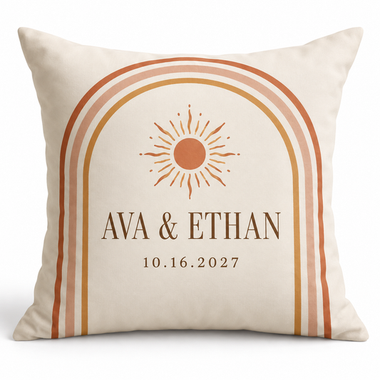 Terracotta Arches personalized wedding pillow - hero