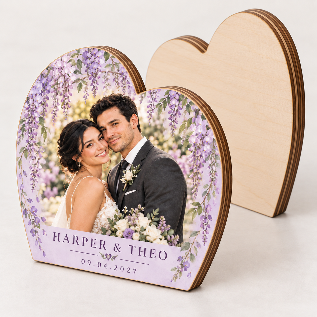Lilac Wisteria wood photo block - material detail