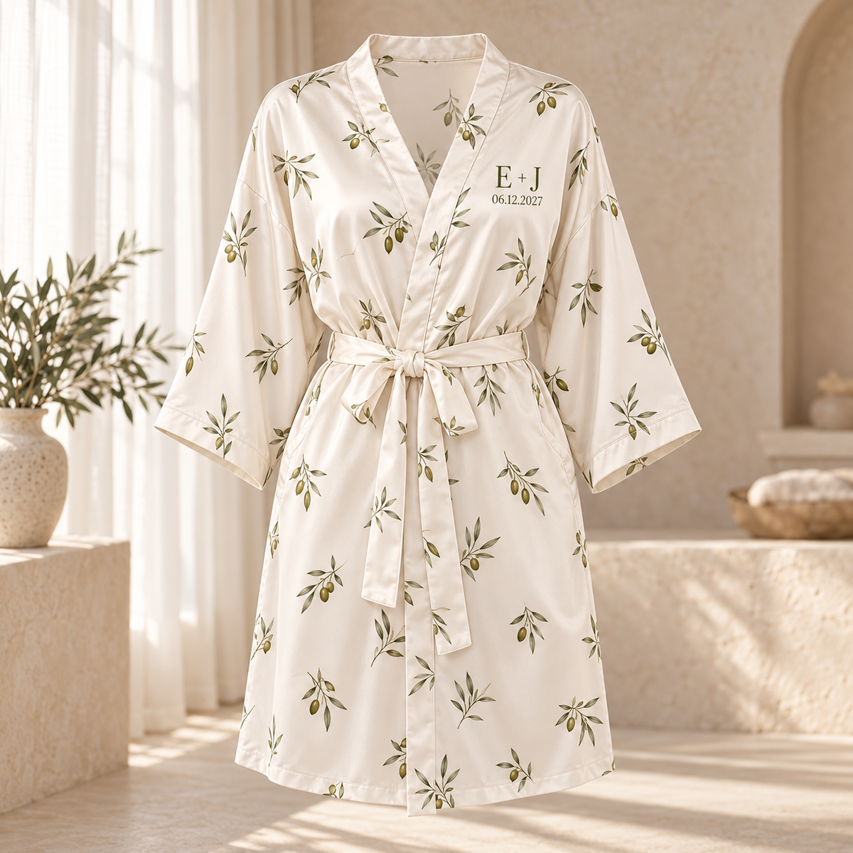Heirloom Initials Personalized Satin Robe; hero. One Day for Lifetime