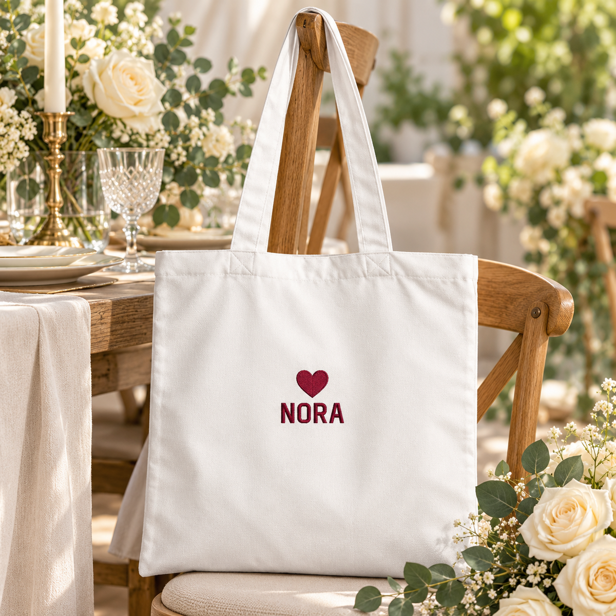 Heartfelt Mother Gift Embroidered Tote Bag; hero. One Day for Lifetime