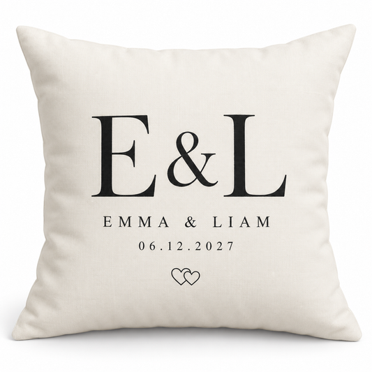 Ivory Monogram personalized wedding pillow - hero