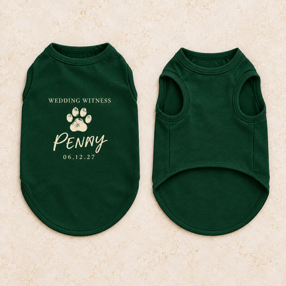 Wedding Witness Paw Pet Tank Top; front back overview. One Day for Lifetime