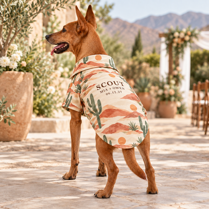 Desert Destination Pet Hawaiian Shirt; lifestyle context. One Day for Lifetime