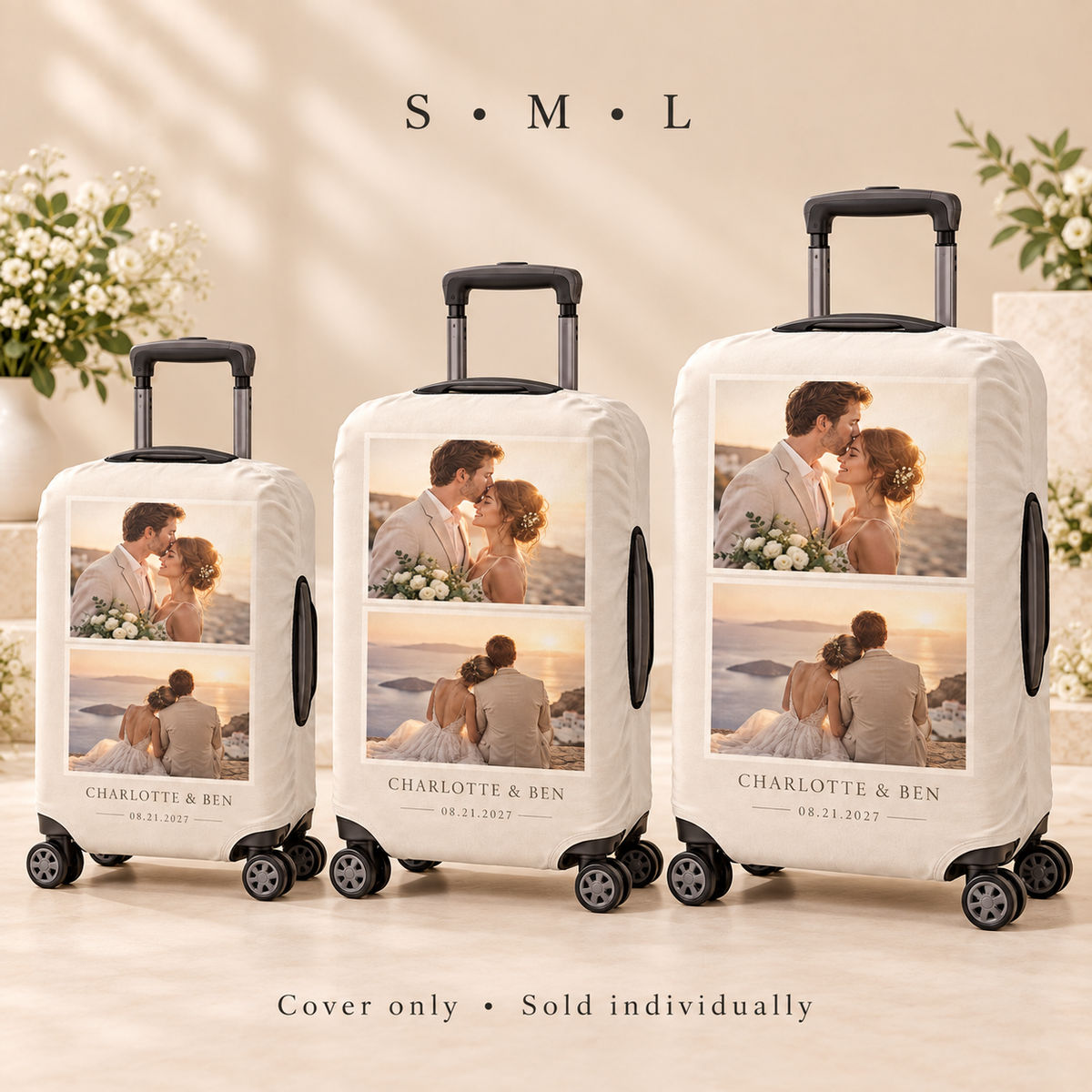 Wedding Photo Memories Luggage Cover; size options. One Day for Lifetime