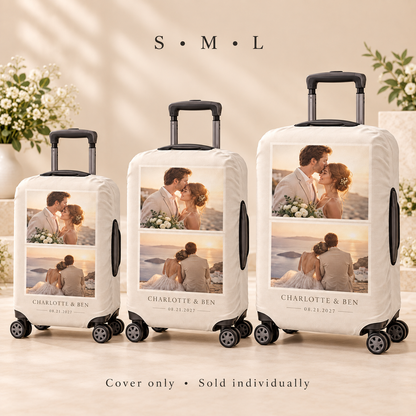 Wedding Photo Memories Luggage Cover; size options. One Day for Lifetime