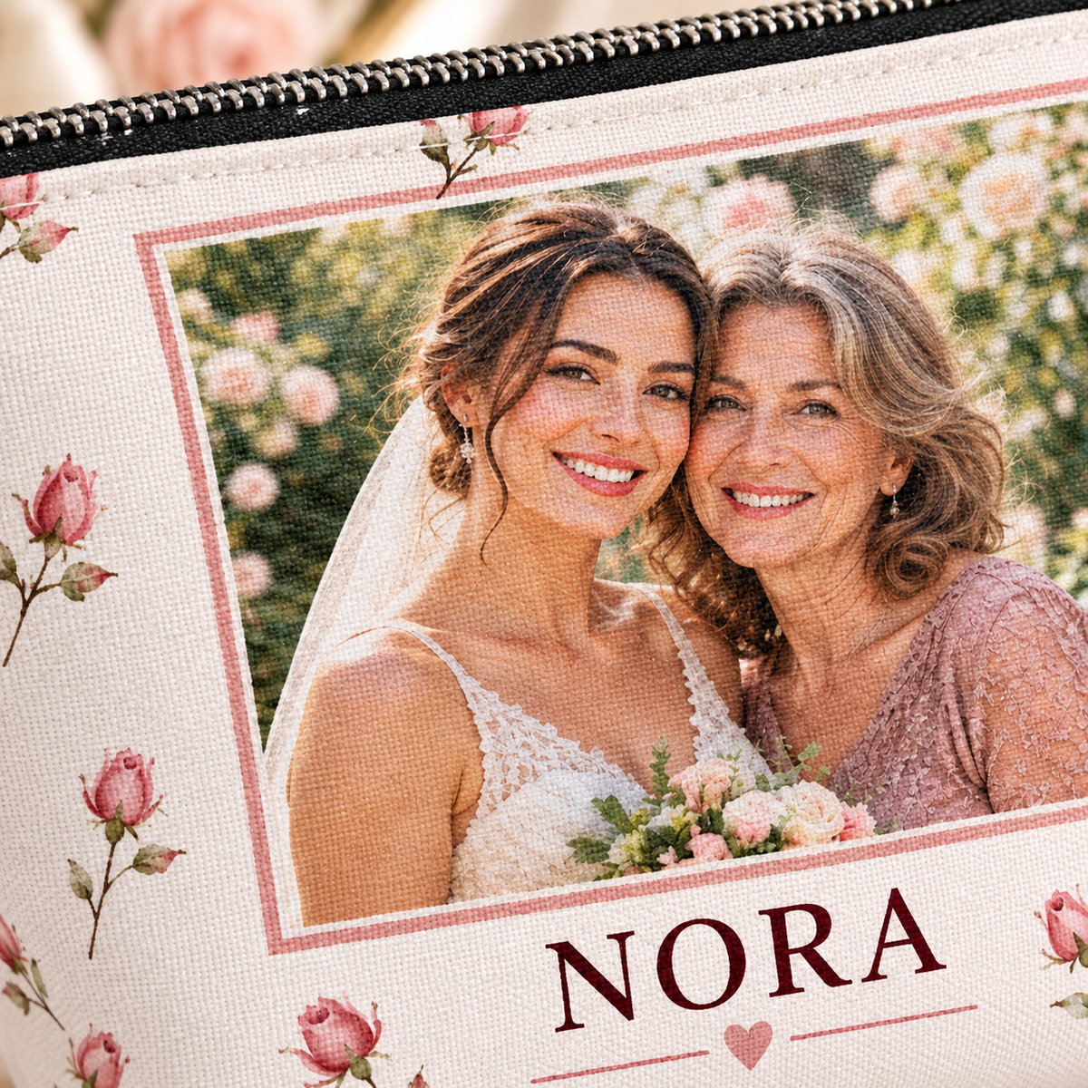 A Memory for Mom Cosmetic Bag; print detail. One Day for Lifetime