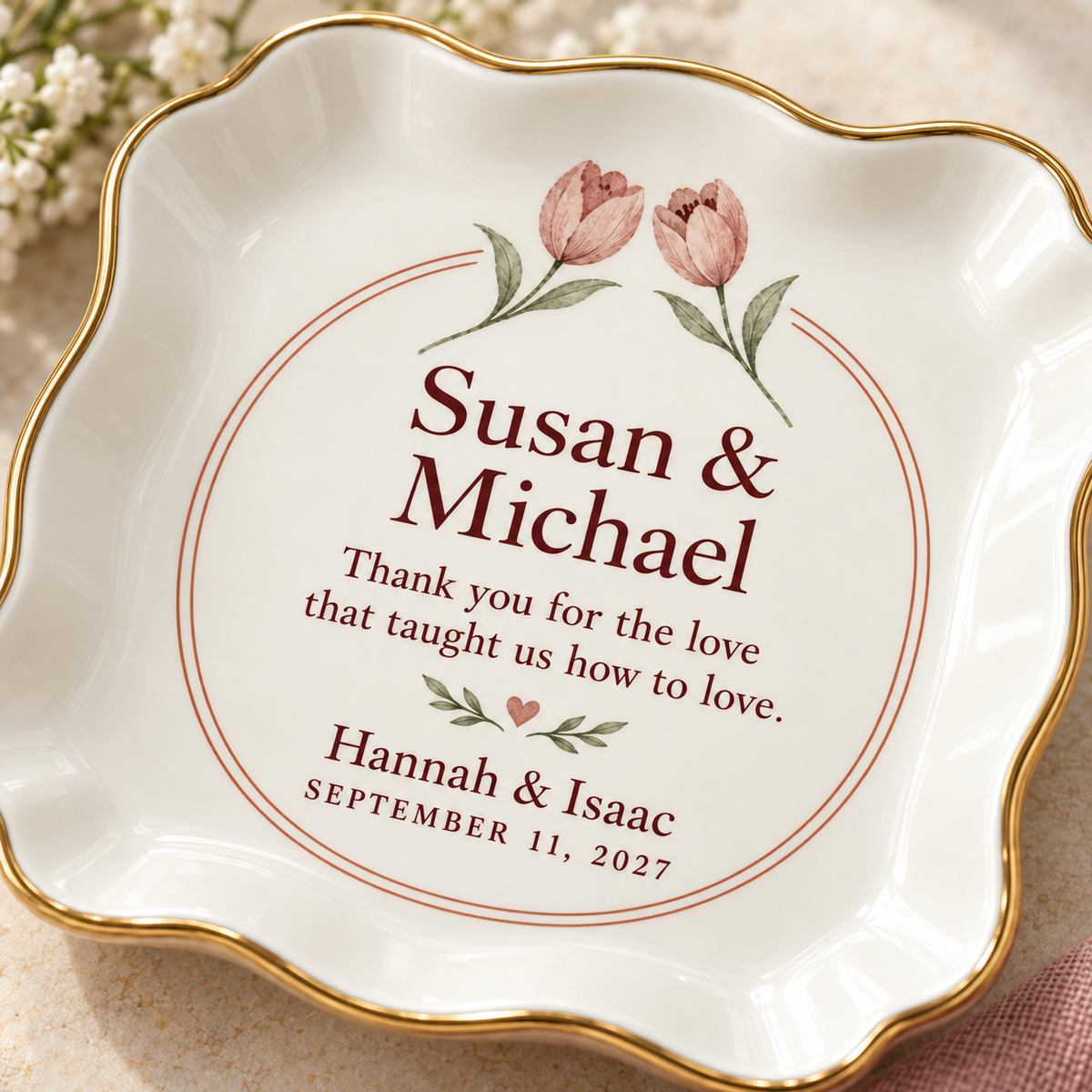 Thank You for the Love | Personalized Ceramic Ring Dish - message detail