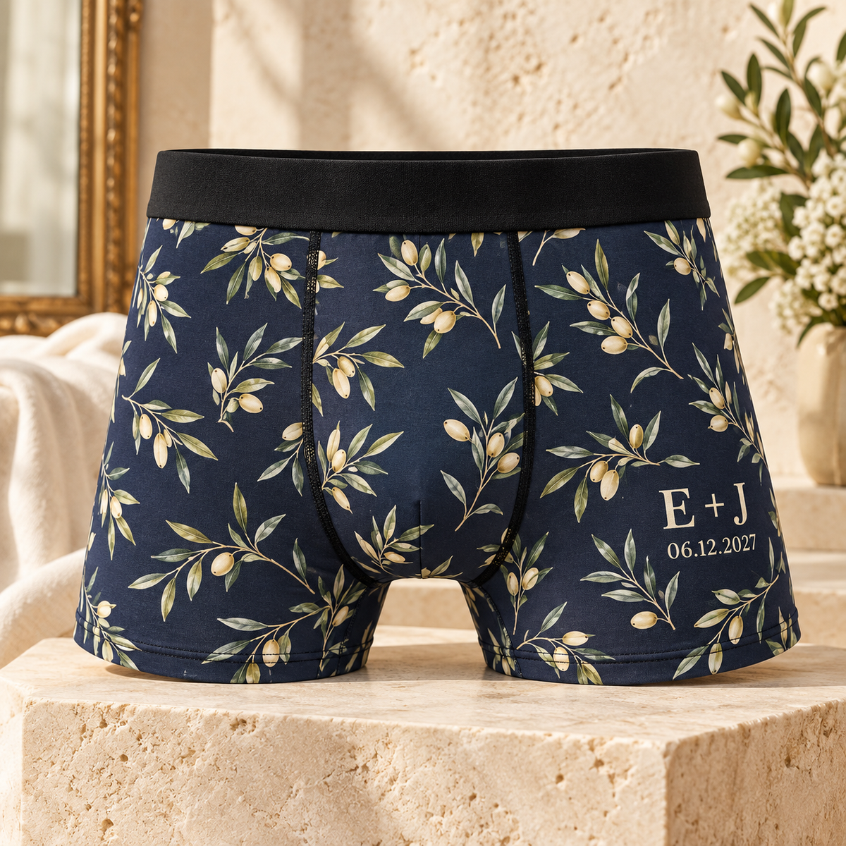 Heirloom Initials Personalized Boxer Briefs; hero. One Day for Lifetime