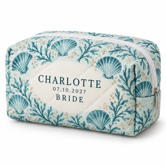 Teal Coastal quilted makeup pouch - hero