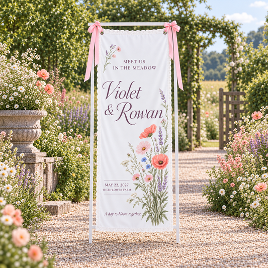 The Meadow Margins | Personalized Lace Wedding Banner - hero