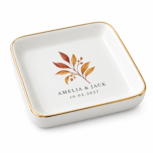 Autumn Sprig personalized ceramic jewelry dish - hero