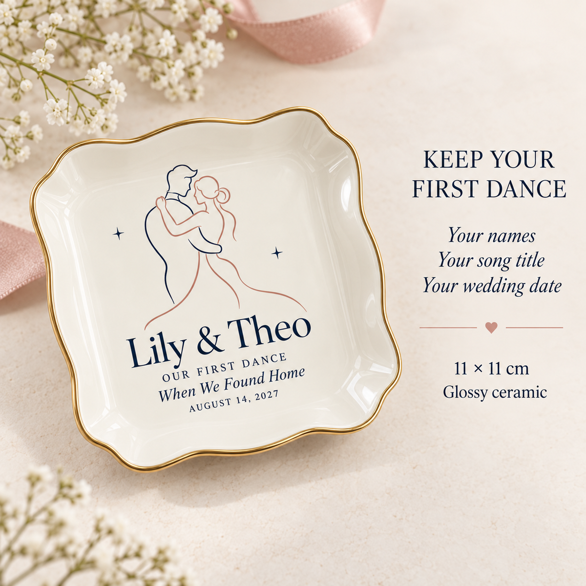 Our First Dance | Personalized Ceramic Ring Dish - personalization guide