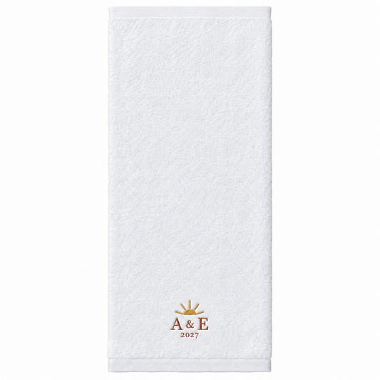 Sunlit Vows personalized embroidered bath towel - hero