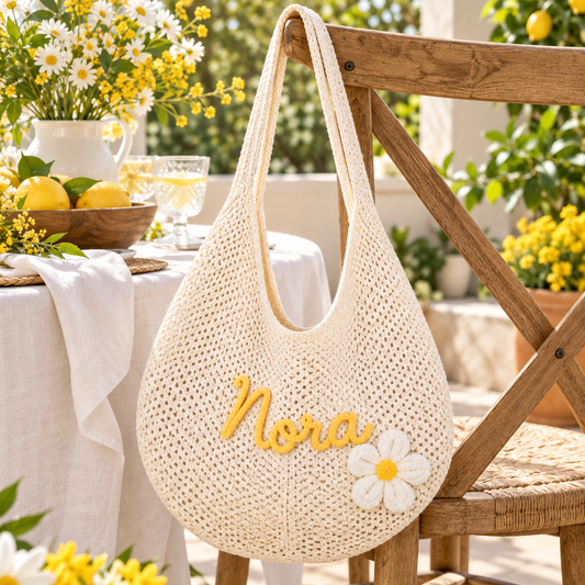 Sunshine Bridal Shower Embroidered Beach Tote Bag; hero. One Day for Lifetime