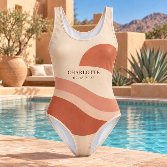 Desert Light Personalized One-Piece Swimsuit; hero. One Day for Lifetime