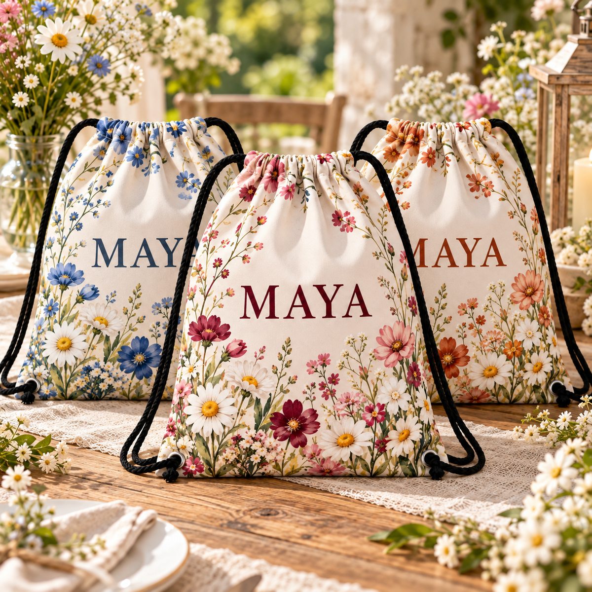 Meadow Thank You Drawstring Bag; artwork palettes. One Day for Lifetime