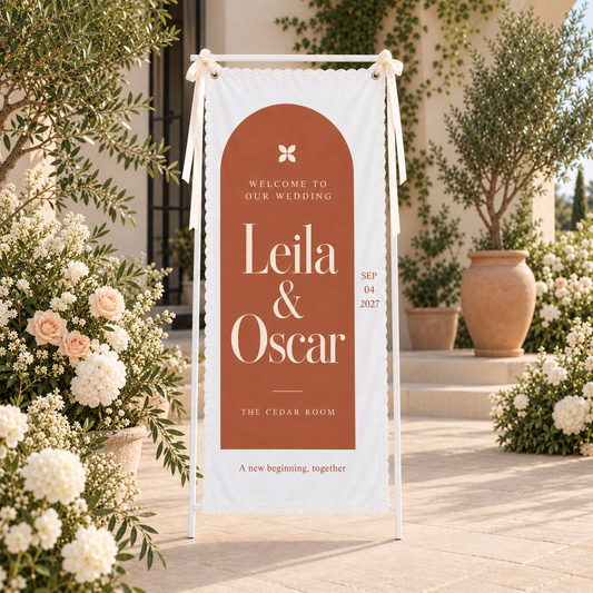 Through Our Painted Arch | Personalized Lace Wedding Banner - hero