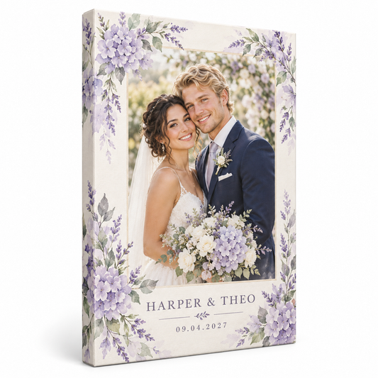 Lilac personalized wedding canvas print - hero