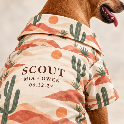 Desert Destination Pet Hawaiian Shirt; material detail. One Day for Lifetime