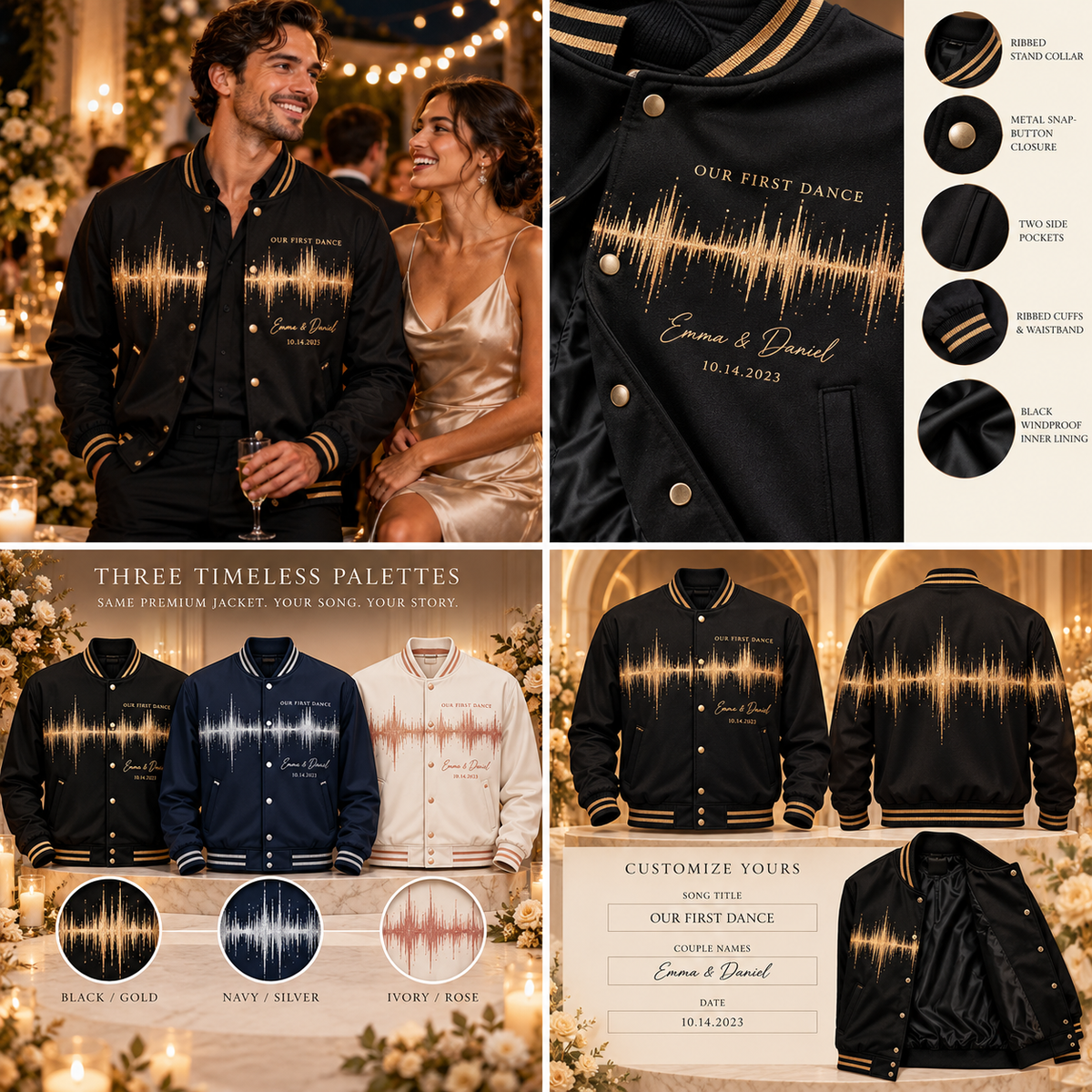 First Dance Soundwave Varsity Jacket; multi product view. One Day for Lifetime