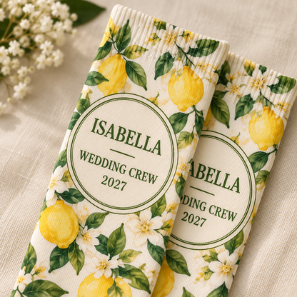 Citrus Wedding Party Socks; print detail. One Day for Lifetime