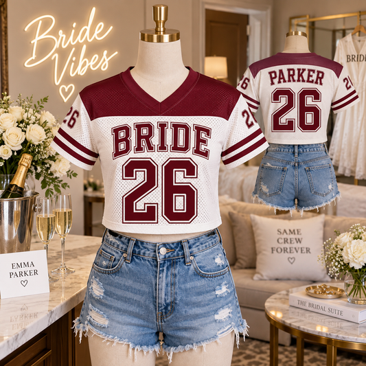 Varsity Bride | Personalized Mesh Crop Jersey - hero